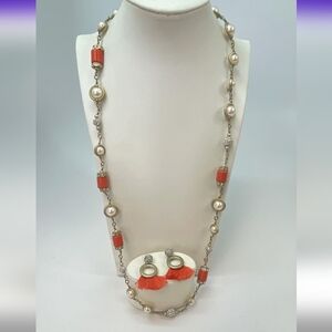 J. Crew Gold and Orange Necklace Set New